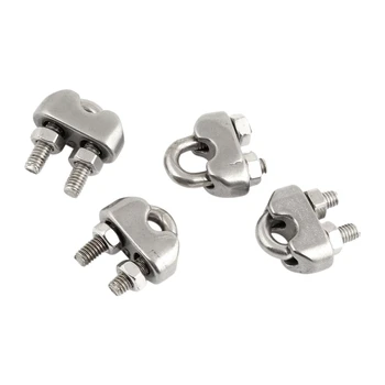 

4pcs stainless steel cable clip saddle clamp for ropes 0.3cm 3mm wire