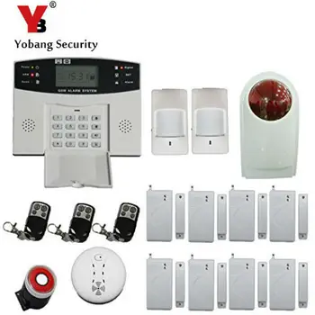 

YobangSecurity Wireless GSM Home Alarm System Russian Spanish French Voice Door Window Sensor PIR Motion Detector Wired Siren