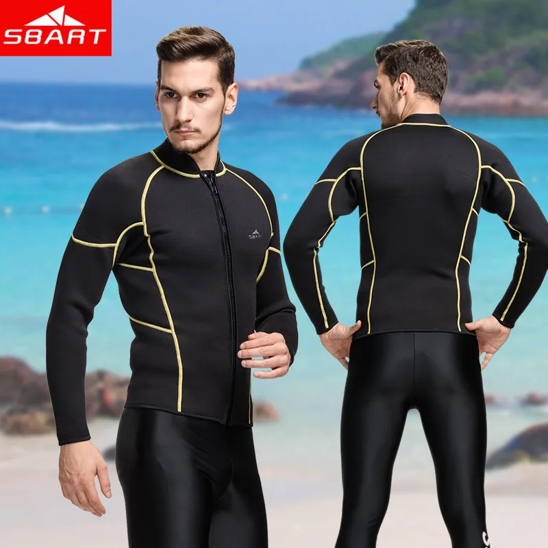 SBART 3MM Neoprene Wetsuit Jacket High Stretch Scuba Diving Jackets Men