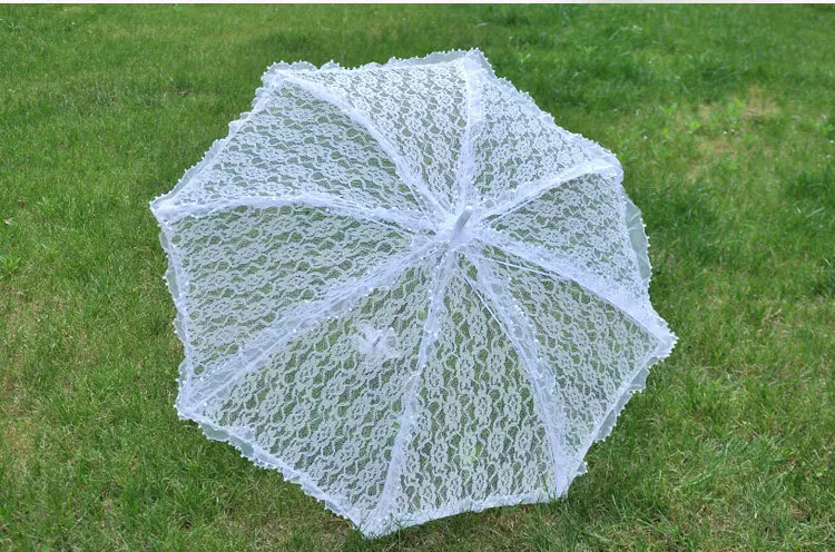 Винтажный кружевной зонт от солнца; зонт для свадебного украшения фотография белый бежевый кружевной зонт