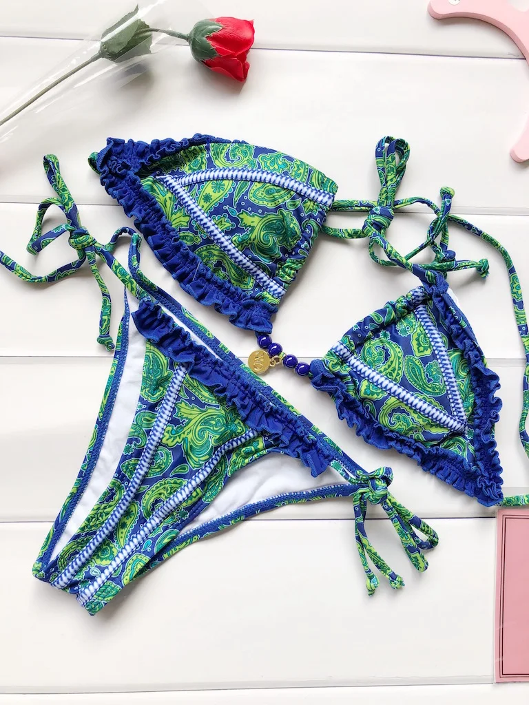 

2017 New Tassels Bikini Set Swimsuit Brazilian Style Bathing Suit Bandage Beachwear