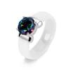 Rainbow Fire Mystic Crystal Zircon Ring White Black Innocuous Ceramic Rings Plus CZ For Women Wedding Ring Engagement Jewelry ► Photo 2/5