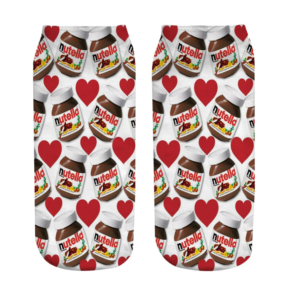 1 пар/упак. забавные носки для девочек милые повседневные с принтом nutella
