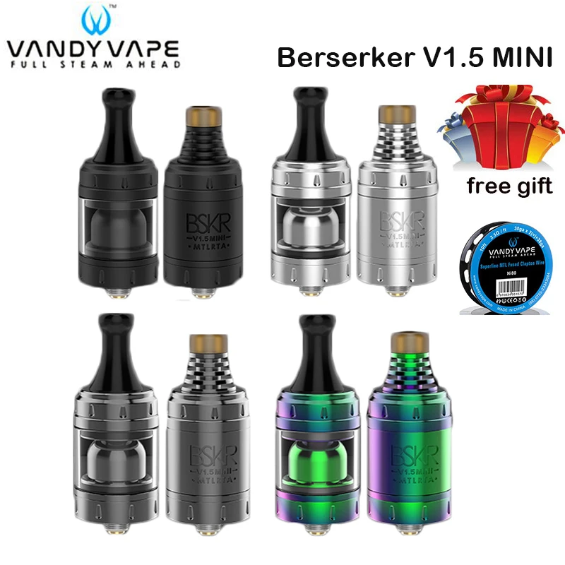 Оригинальный Vandy Vape Berserker V1.5 Мини MTL RTA Танк VandyVape BSKR распылитель металлическая