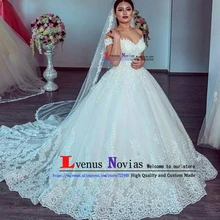 Vestido de Noiva принцесса плюс размер полный кружевной Роскошный бальное платье Свадебные платья Robe de Mariee сексуальное с открытыми плечами платье невесты