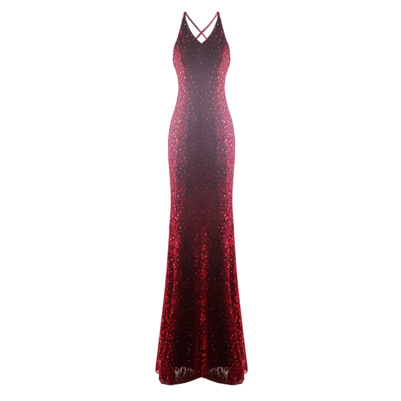 Dress women summer long backless dress Sling V Neck Wedding Dress  Elegant Party Evening Slim  Lace Maxi Dresses vestidos N29 (4)