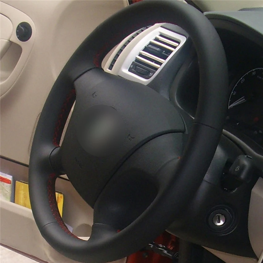 Чехол рулевого колеса автомобиля MEWANT из черной искусственной кожи для Skoda Fabia 2005
