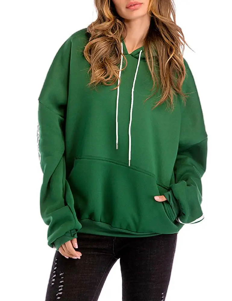 

Yfashion Women Fashion Pullover Loose Tops Bat Sleeve Casual Thicken Hoodie with Pockets
