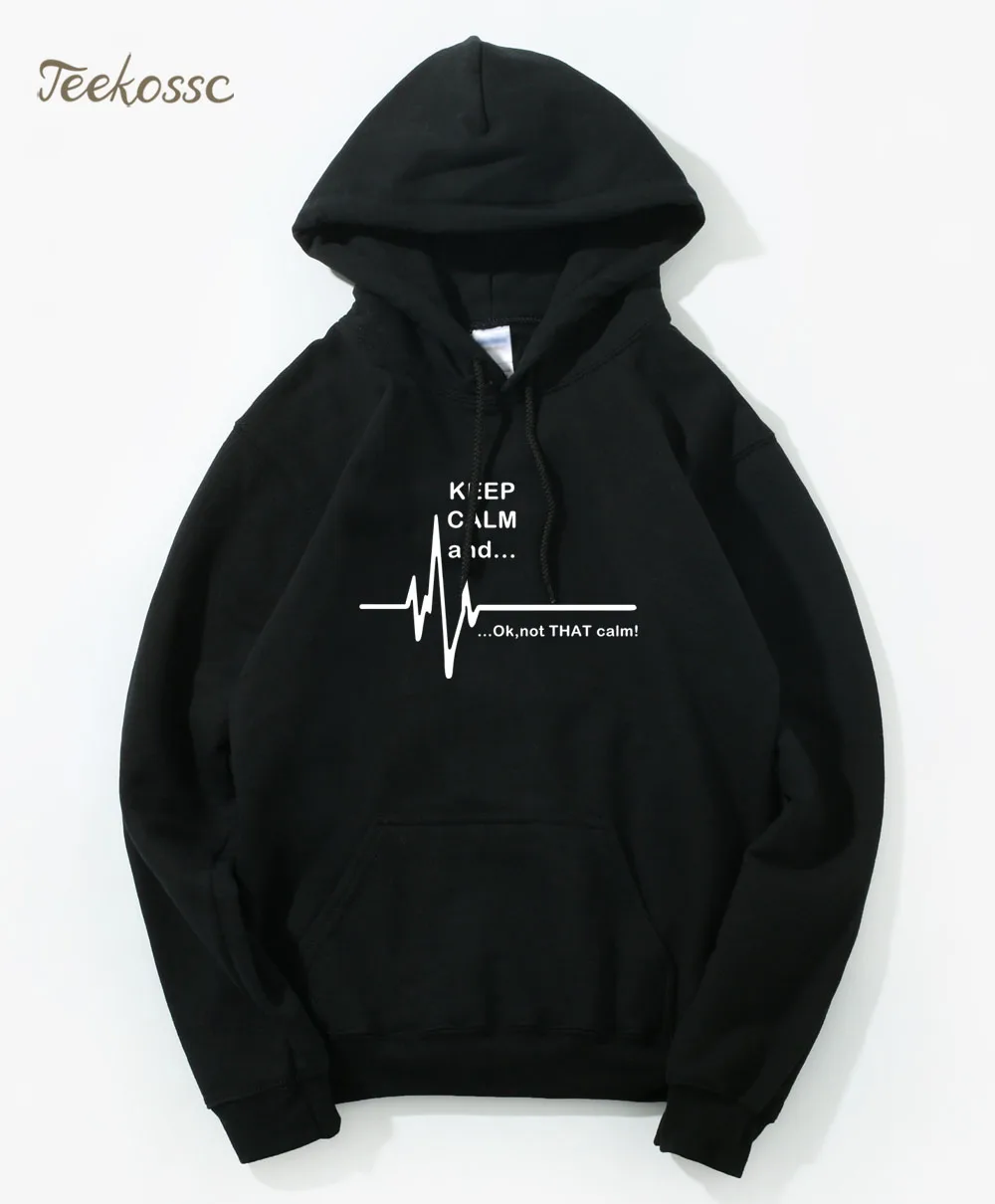 С надписью Keep Calm and... не то чтобы спокойно Толстовка для мужчин ЭКГ Heart Rate