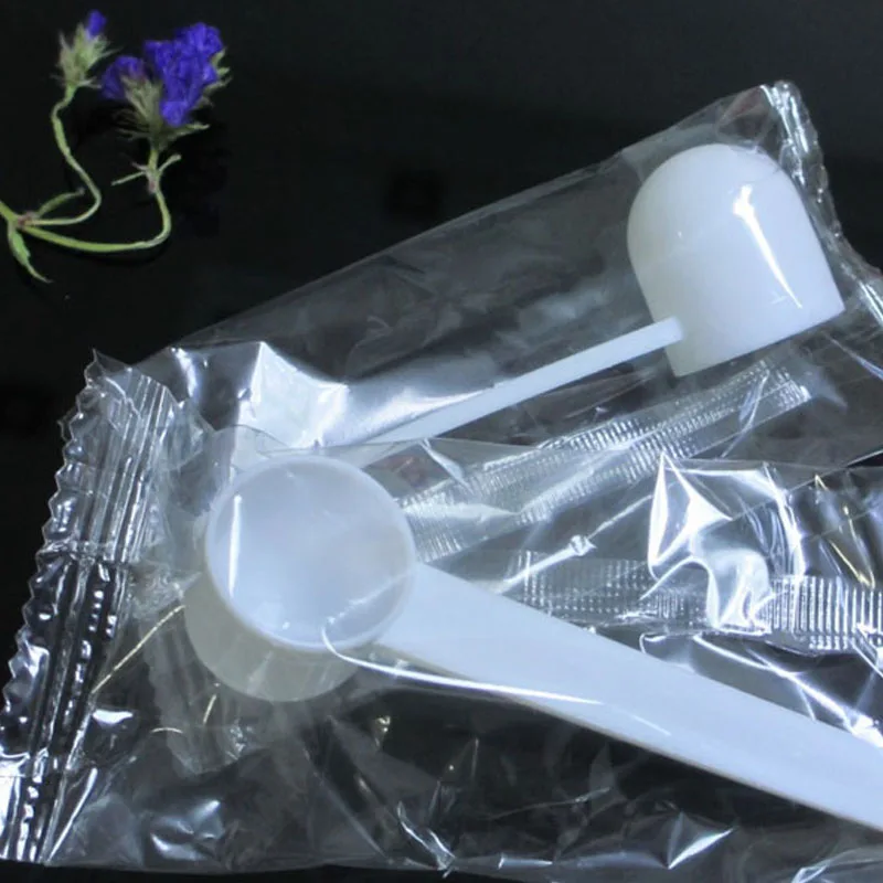 

5 Gram Measuring Spoons with Individual Package 5G Professional White Plastic Scoops for Food Milk Washing Powder Medicine
