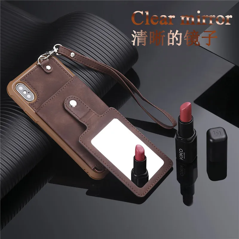 Mirror + Wallet Case For iPhone6S 6Plus 7 8Plus XR XS Max Shell Flip Leather Phone Case For Samsung S8 S9Plus Note8 9 Cover Capa (2)