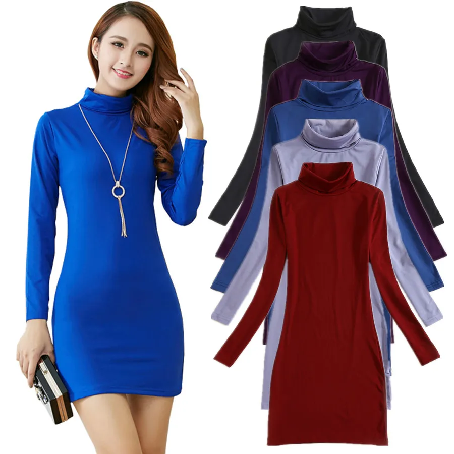 Nuevo invierno T camisa mujeres Tops de manga larga Camisetas de moda de elástico Poleras Mujer cuello alto Camiseta larga Camisetas básicas túnicas Nuevo invierno T camisa mujeres Tops de manga larga Camisetas de moda de elástico Poleras Mujer cuello alto Camiseta larga Camisetas básicas túnicas