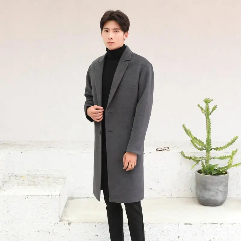 Новинка 2017 года осень-зима мужские длинные шерстяные блейзеры secti серый деловой