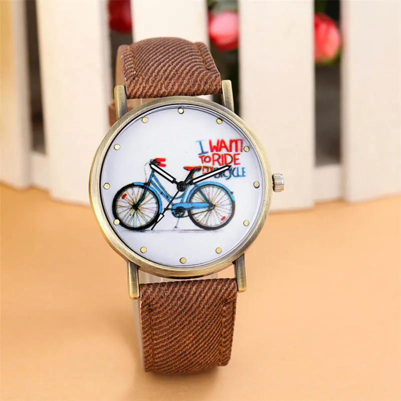 2018 New Arrival watch women lady casual watch Denim Leather Strap Watches Bicycle Pattern Women Clock relogio feminino M08 (5)