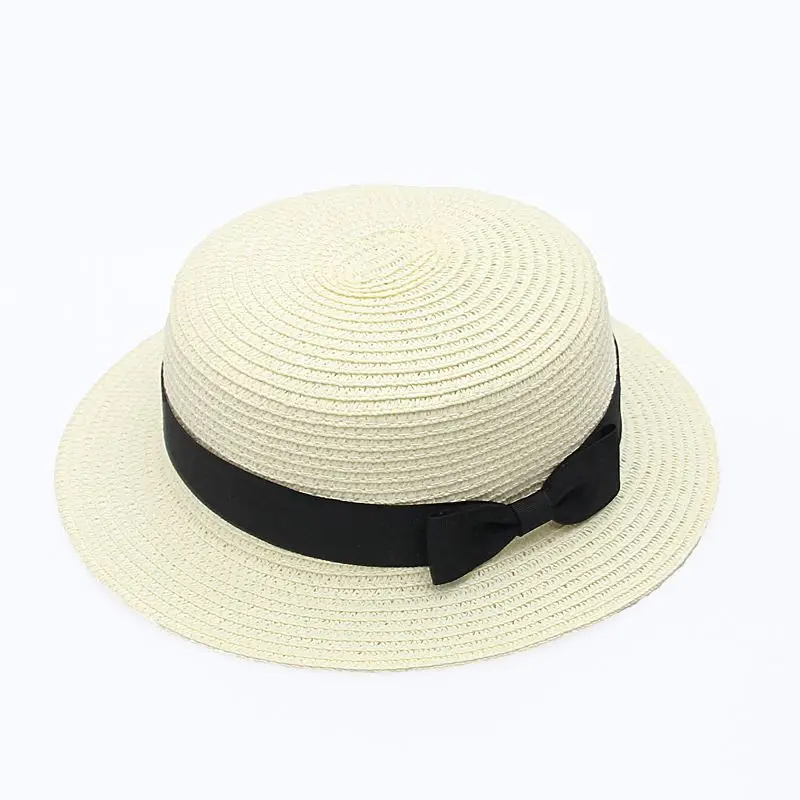 

Summer Female Flat Brim Straw Hat With Bowknot Casual Travel Sunscreen Seaside Tourism Beach Sun Hat DropShipping 2019