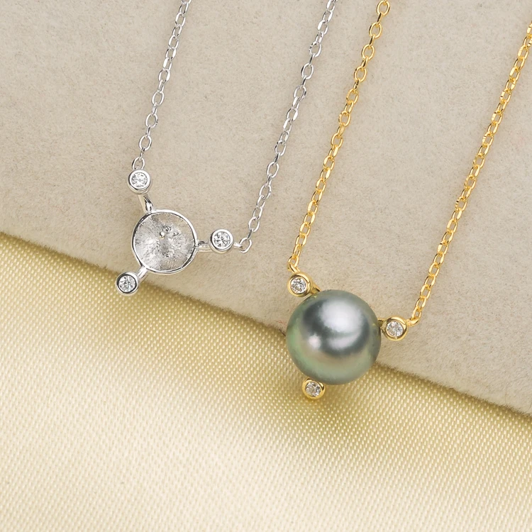 

925 Sterling Silver Pearl Party Necklace Chain with Pendant Mountings Necklace Findings Jewelry Parts Fittings Accessories