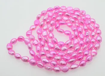 

frershwater pearl baroque 8-10mm babay pink long necklace 43inch wholesale beads nature FPPJ woman 2018