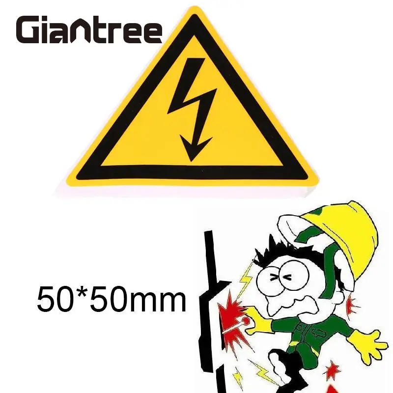 Giantree 5 шт. электрические ударные опасности безопасности желтый и черный Предупреждение ющий логотип предупреждающие наклейки 50x50 мм