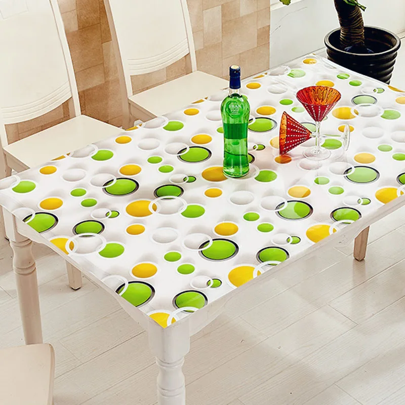 

HAZY 3D PVC Table Cover Rectangle Tablecloth Waterproof Soft Glass Protect the Dining Table Desktop Scrub Water-drop 1.5mm