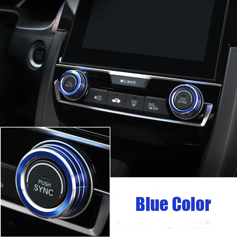 

2pcs Anodized Aluminum AC Climate Control Ring Knob Covers Air Condition Switch Cover For 2016 10th Gen Honda Civic - 4 Colors