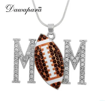 

Dawapara Football Mom Necklace Crystal Charms Fashion Jewelry Womens Accessories