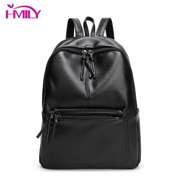 

HMILY Brand Women Backpack Pu Leather School Bags Mochilas Feminina Bolsas Backpacks Teenager Black Back Pack Bag New Daypack