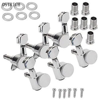 

Ostrlch eplacement Chrome 6 Left Auto Twist Lock String Guitar Machine Heads Tuning Pegs 6L in line