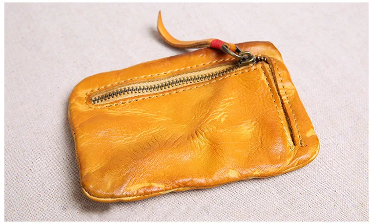 Оригинальный мини-кошелек ручной работы из натуральной кожи, Женский кошелек с карманом для денег, сумка из воловьей кожи в стиле ретро