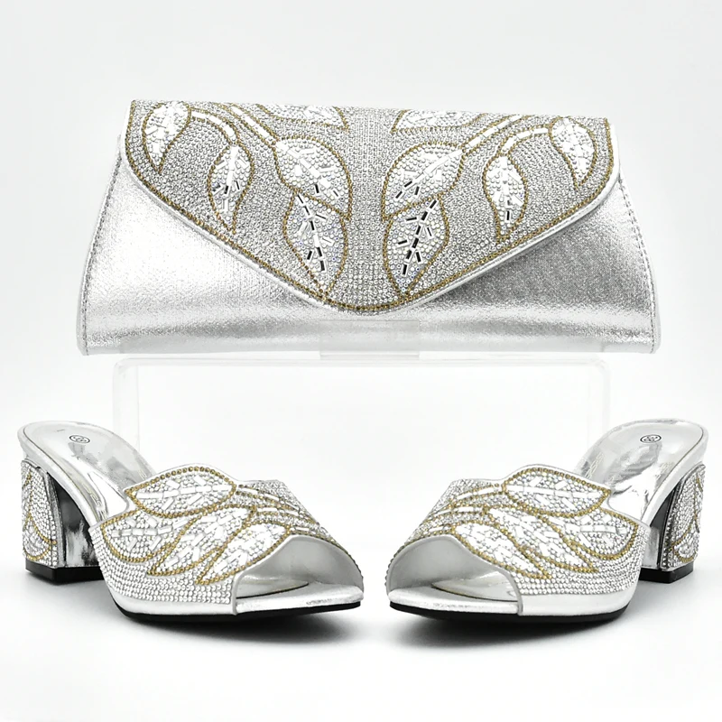 Dernières Décoré Et argent Chaussure Sac Avec rouge Italiennes Africain pourpre or Assorti fuchsia Couleur Strass Ruban vert Ensemble Femmes Chaussures Pompes Parti Italien Noir ZwrZx80q