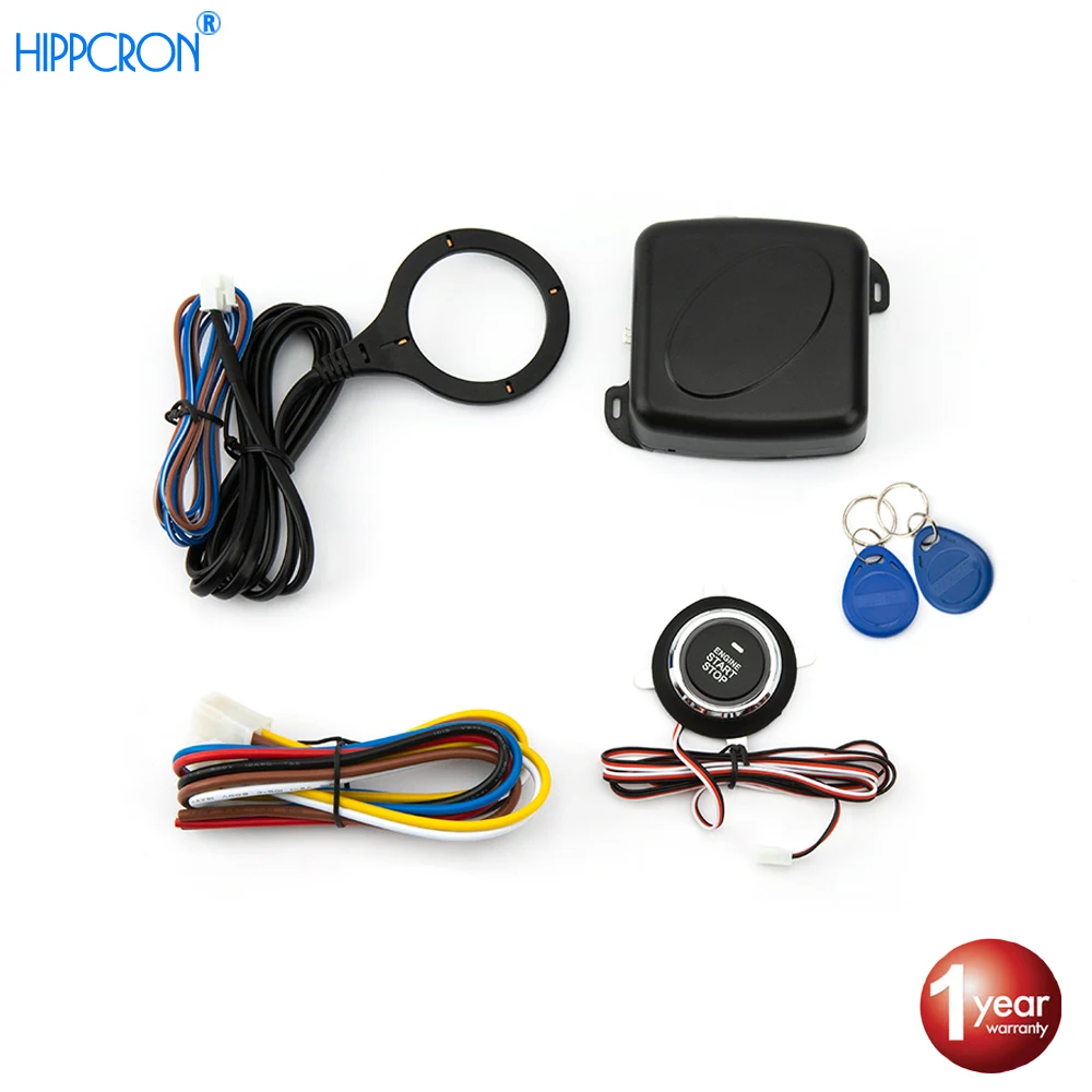 

Hippcron Auto Car Alarm Car Engine Push Start Button RFID Lock Ignition Starter Keyless Entry Start Stop Anti-theft System