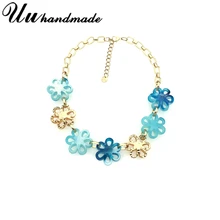Statement Necklace Flower Pendant Colar Choker kolye Steampunk bohemia vintage fashion Jewelry feminino Accessories for women yumten topaz necklace women natural stone leaf pendant men choker flower charms jewelry yoga anime vintage kolye choker korea