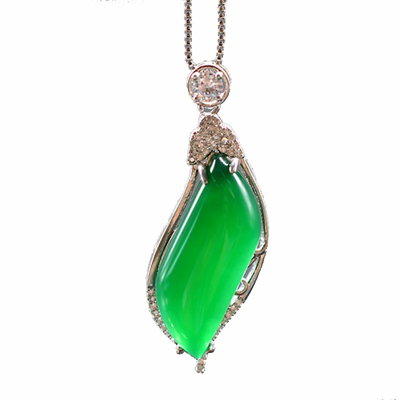

Original Green Agate Necklace Pendant Jade Pendant Water drop Shape Necklace Pendants Jade Jewelry