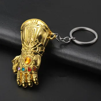 Marvel Avengers Infinity War Thanos Glove Gauntlet Keychain Gold Color 2