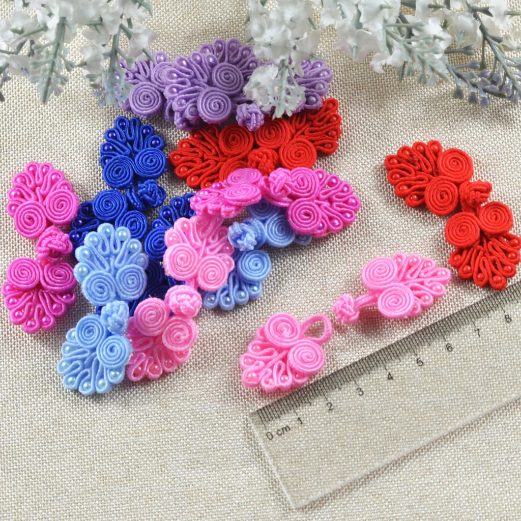 12pcs Chinese Knot Frog Buttons for Cheongsam Dress DIY Hair Accessories