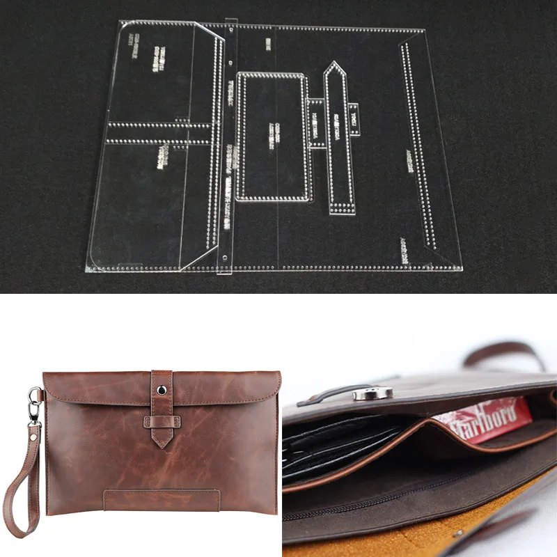 

DIY men's handbags hand-made leathercraft plate Sewing pattern durable acrylic Stencil design Sewing accesories 27x15.5x1cm