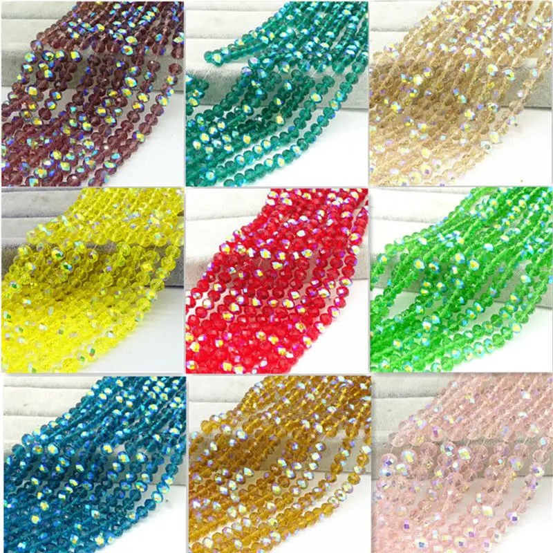 

2018 New Ab Colors Rondelle Faceted Crystal Glass Loose Beads Jewelry Making 8mm 6mm 4mm