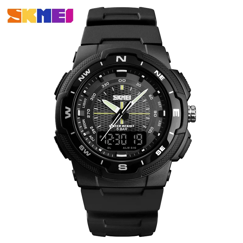 SKMEI Dual Display Quartz Watch Men Outdoor Sports Watches Digital Electronic Men Watches Waterproof Top Brand Luxury Male Watch 