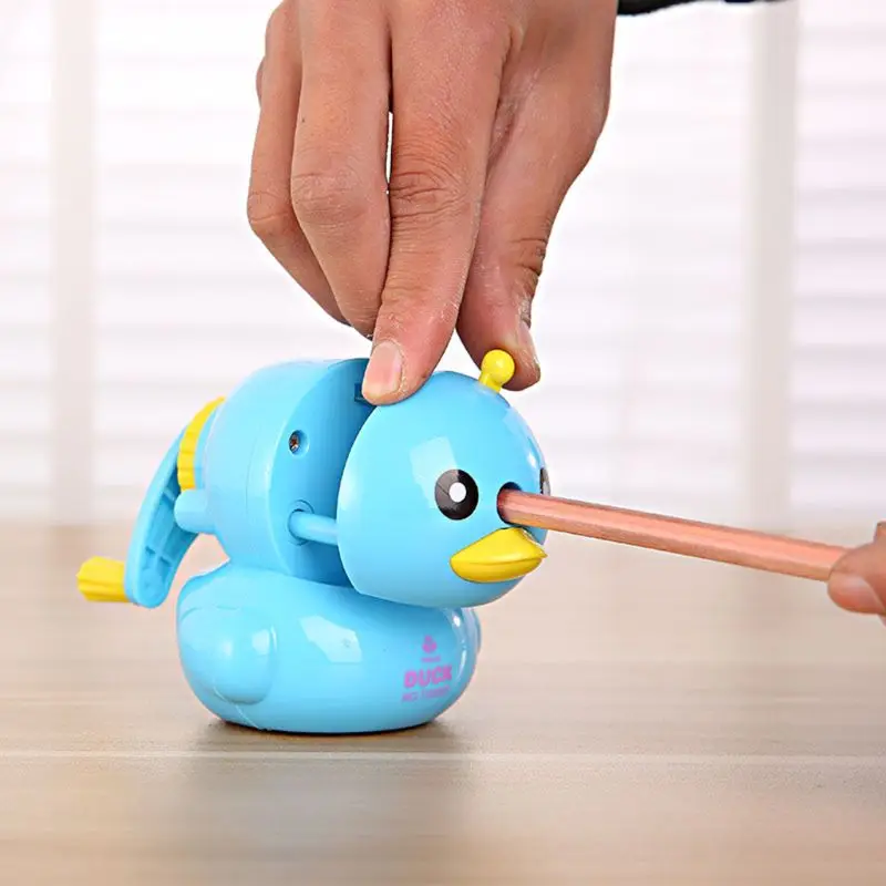

Creative Cartoon Duck Pencil Sharpener Mechanical Manual Hand Cranking Stationery School Office Supplies Student Kids Gift