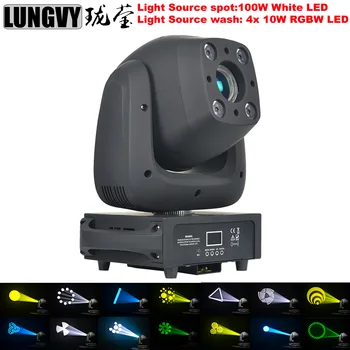 

Free Shipping Newest LED 100w Spot Moving Head Stage + 4x10W RGBW LED Wash Light Led Dmx Dj Light For Disco Bar Wedding Events