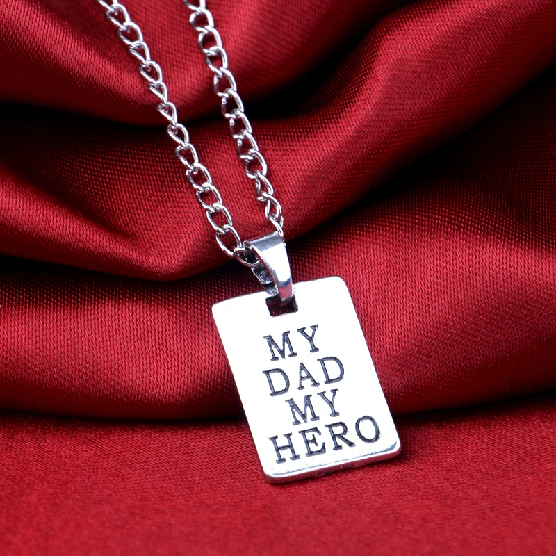 My Dad My Hero Silver Plated Pendant necklace Family Gifts For Father