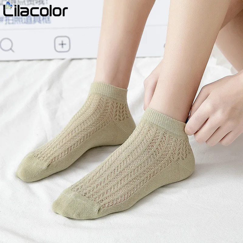 

1 Pair Women Casual Socks 2019 Spring Summer Fashion Cotton Solid Thin Mesh Lace Quick Drying Breathable Socks Lady Girls Sock