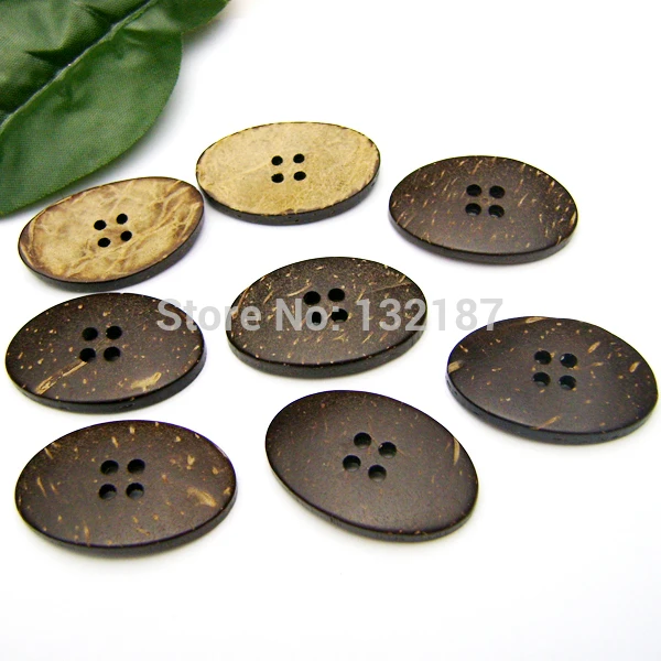 

Wholesale big 4-hole oval coconut buttons natural sewing buttons COCO040