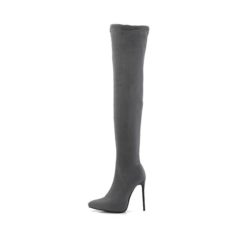 ASUMER hot sale new over the knee boots women pointed toe zip stiletto high heels prom boots women shoes