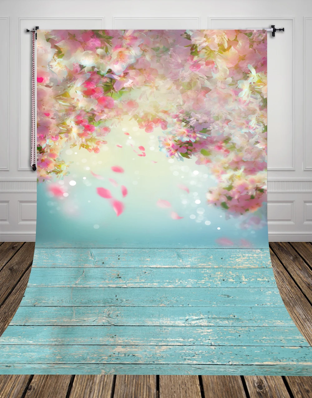 online Pétala de flor de pessegueiro impresso pano de fundo da foto do bebê Arte tecido backdrops para estúdio de fotografia fundo de madeira recém nascidos D 9923