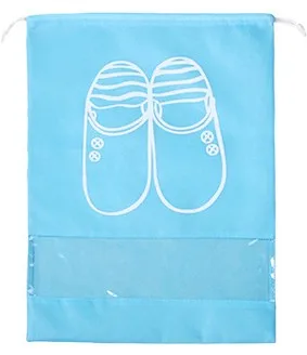 Большой размер водонепроницаемый пыленепроницаемый мешок для хранения обуви на шнурке спортивный чехол нетканый Органайзер Прочный Мульти дорожная сумка для фитнеса - Цвет: Blue