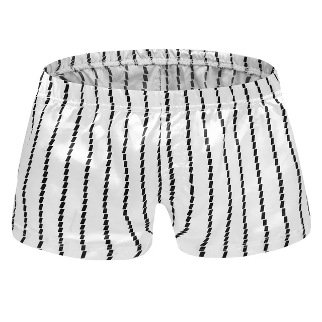 Mens Breathable Swim Trunks Striped White Swimwear Shorts Slim Wear