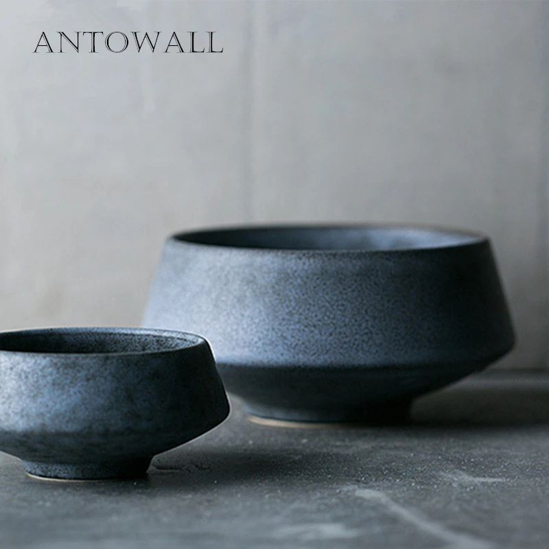 

ANTOWALL Gray Marble Ceramic Tableware Bowl Salad Soup Bowl Personalized Bowl Hotel Clubhouse Dinnerware