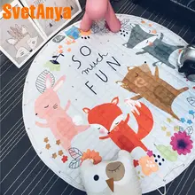 Милые счастливые танцы животные шаблон полиэстер ткань стеганый коврик дети/Дети Круглый ковер диаметр 150 см сумки для хранения игрушек