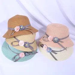 Милая Кружевная шляпа из ткани с цветочным рисунком для маленьких девочек, летняя мягкая Солнцезащитная шляпа для маленьких мальчиков