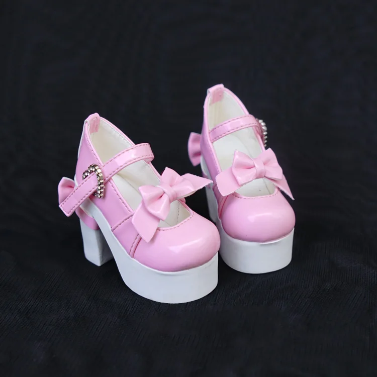 

N01-X031 children handmade toy 1/3 1/4 Doll Accessories BJD/SD doll Heart-shaped buckle double bow princess shoes 1pair